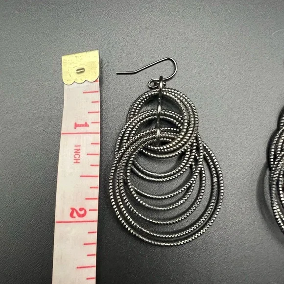 Lia Sophia Voltage Earrings in Black Textured Glam Dangle Statement - Picture 3 of 3